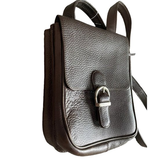 EUC Eddie Bauer Brown Pebbled Leather Crossbody Messenger Field Travel Bag Purse - Picture 1 of 7
